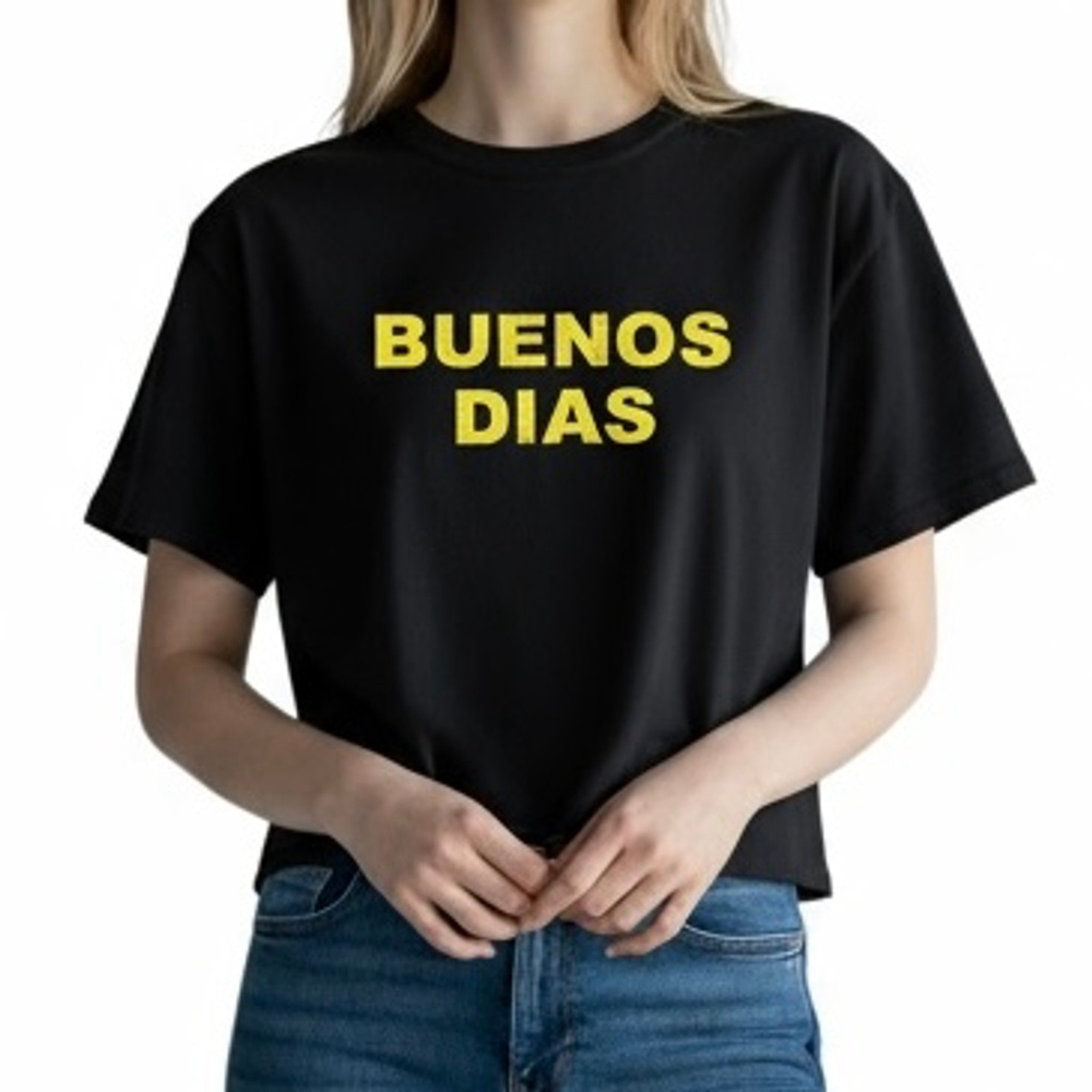 Urban Nation Buenos Dias Graphic Print Short Sleeve Crop Oversize T-Shirt LARGE